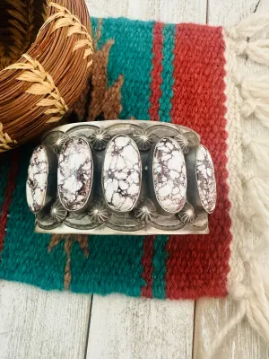 Navajo Wild Horse & Sterling Silver Cuff Bracelet By Chimney Butte