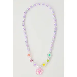 Necklace Clear Purple Flower