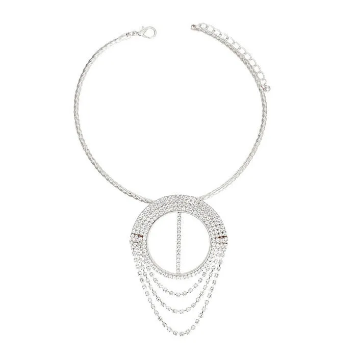 Necklace Pave Draped Pendant Set for Women