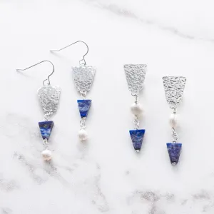 Nefertiti Lapis Lazuli and Pearl Earrings