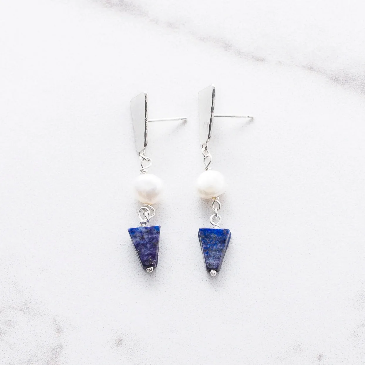 Nefertiti Lapis Lazuli and Pearl Earrings