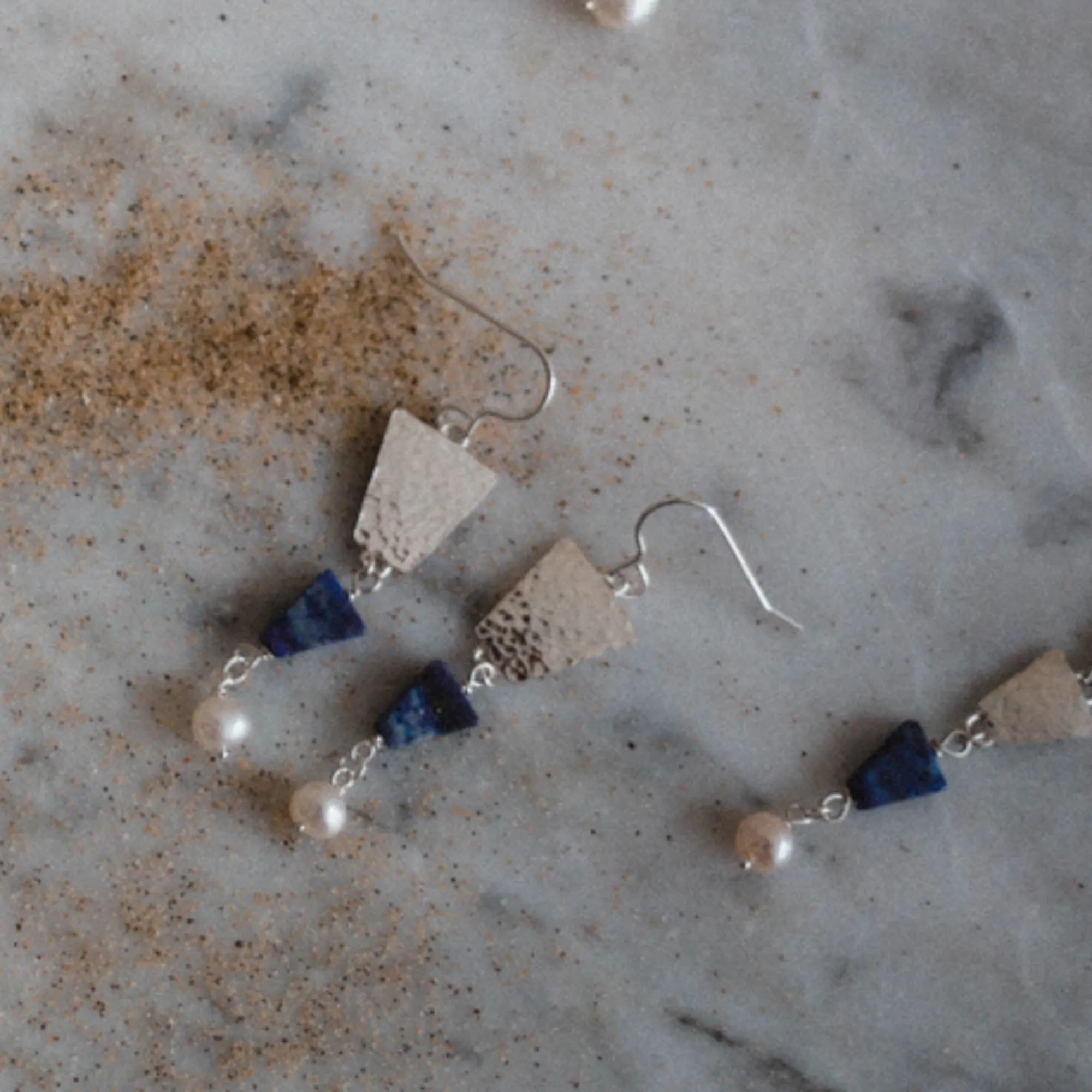 Nefertiti Lapis Lazuli and Pearl Earrings