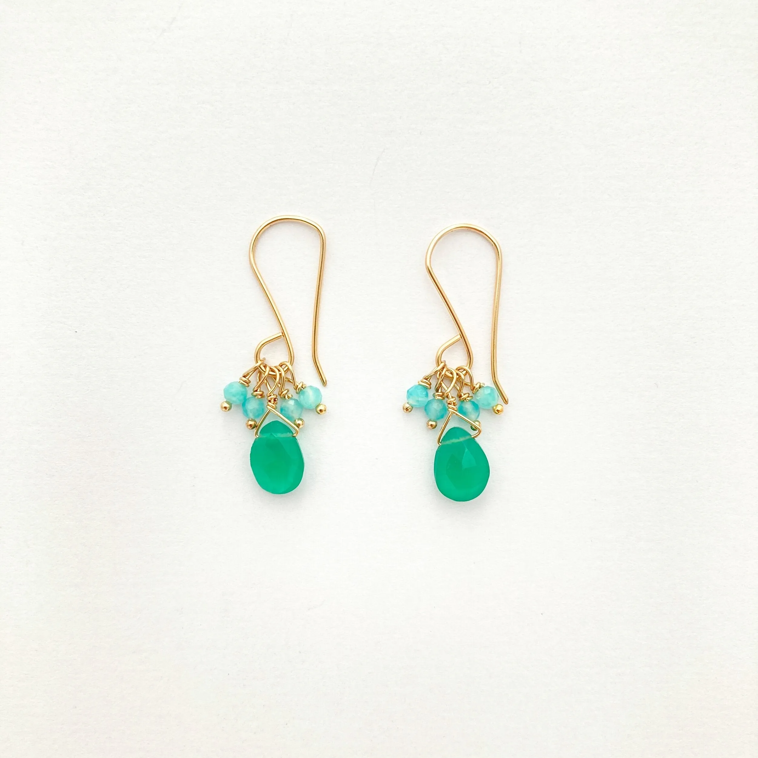 NEW! Green Onyx and Amazonite Gold Vermeil Beads Earring by Debbie Fisher