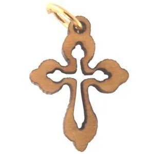 Olive wood Eastern Cross Laser Pendant(6cm or 2.36" long )