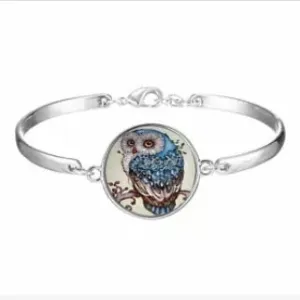 Owl glass cabochon bracelet