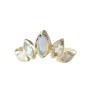 Palm Paradise Opal & Moonstone Ring in 14K Yellow Gold