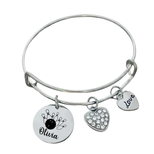 Personalized Bowling Charm Bracelet