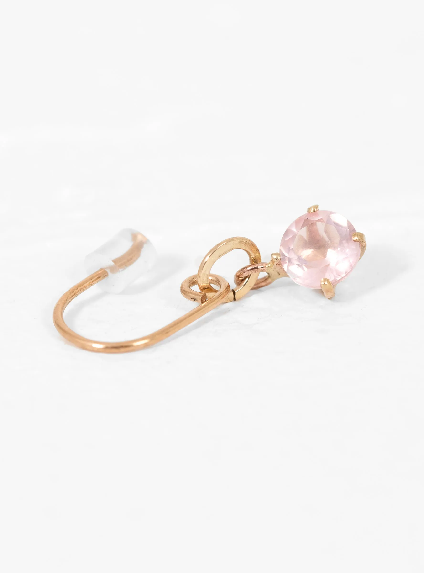 Pink Quartz 9kt Gold Single Earring