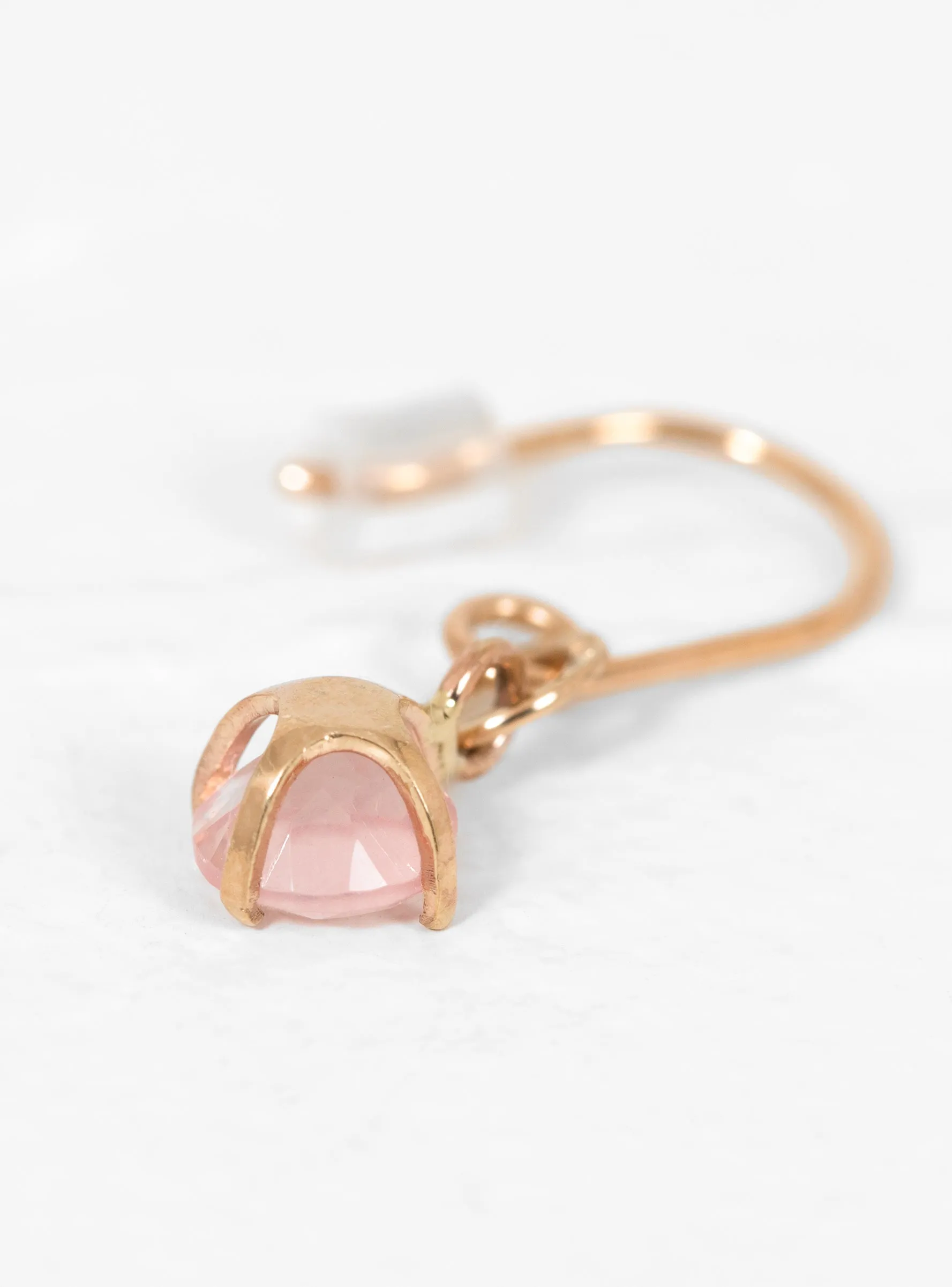 Pink Quartz 9kt Gold Single Earring