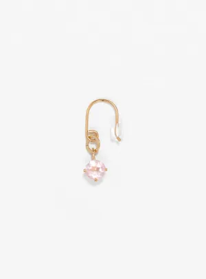 Pink Quartz 9kt Gold Single Earring