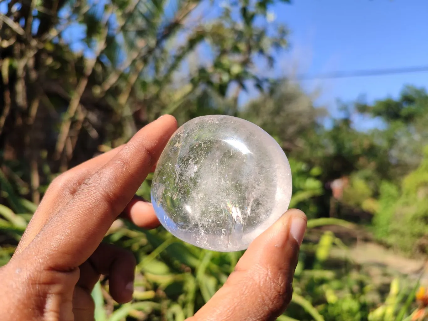 Polished Large Rock Crystal & Girasol Quartz Galet / Palm Stones x 12 From Madagascar