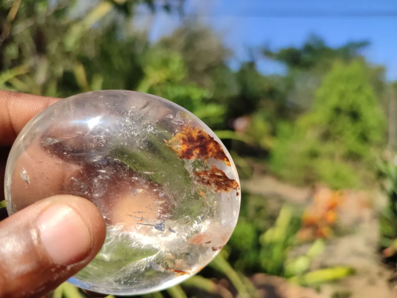 Polished Large Rock Crystal & Girasol Quartz Galet / Palm Stones x 12 From Madagascar