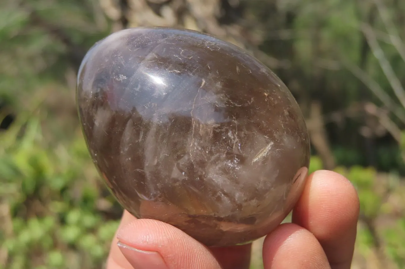 Polished Smokey Quartz Gemstone Eggs x 6 From Madagascar