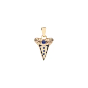 PROTECT Baby Shark Tooth Pendant in Solid Gold with Lapis