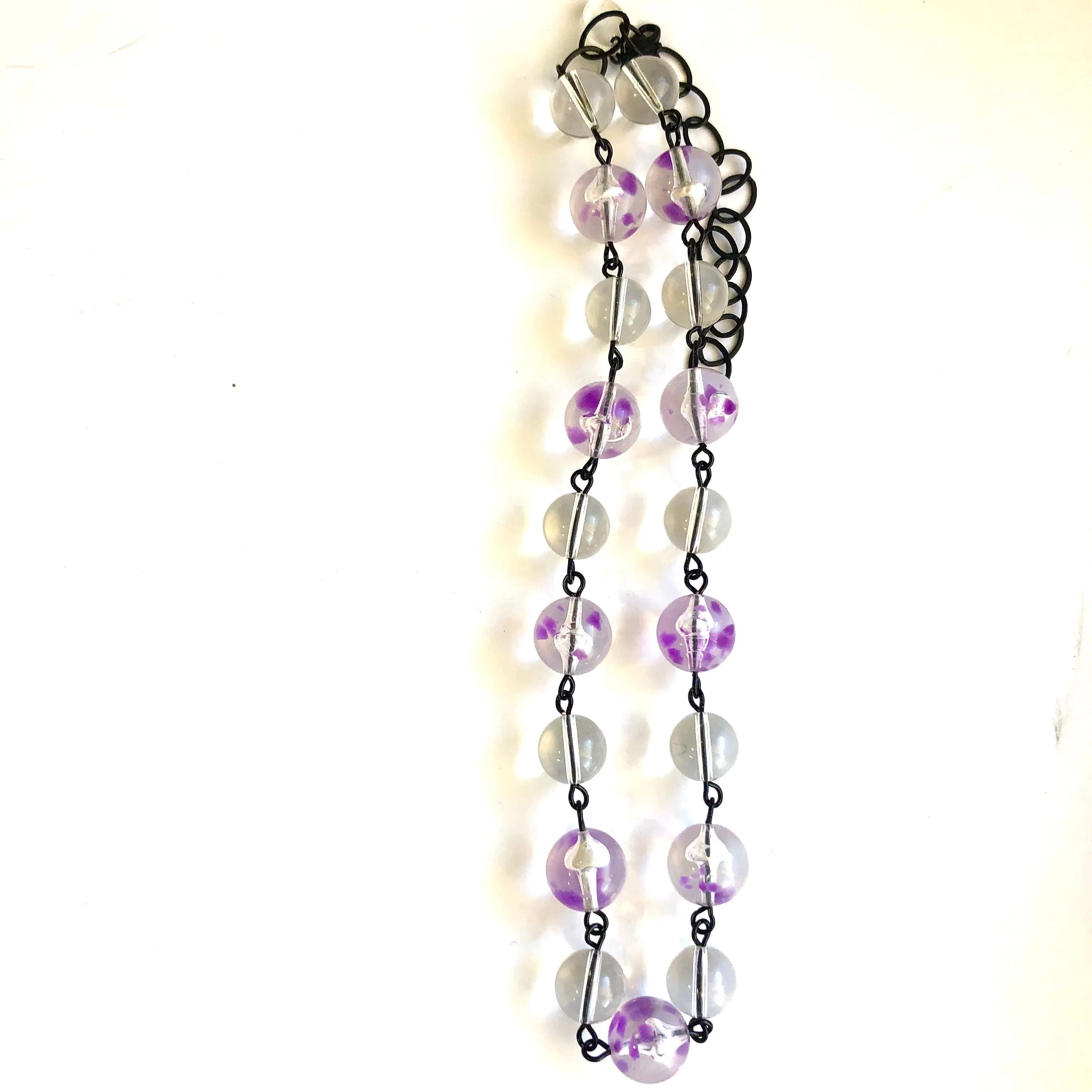 Purple & Clear Snowglobe Beaded Amelia Necklace