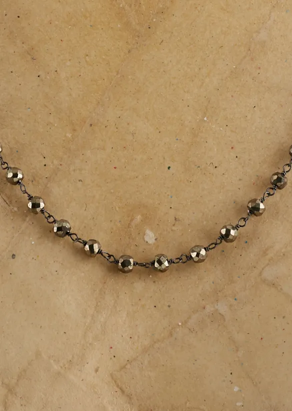 Pyrite Rosario Stone Necklace