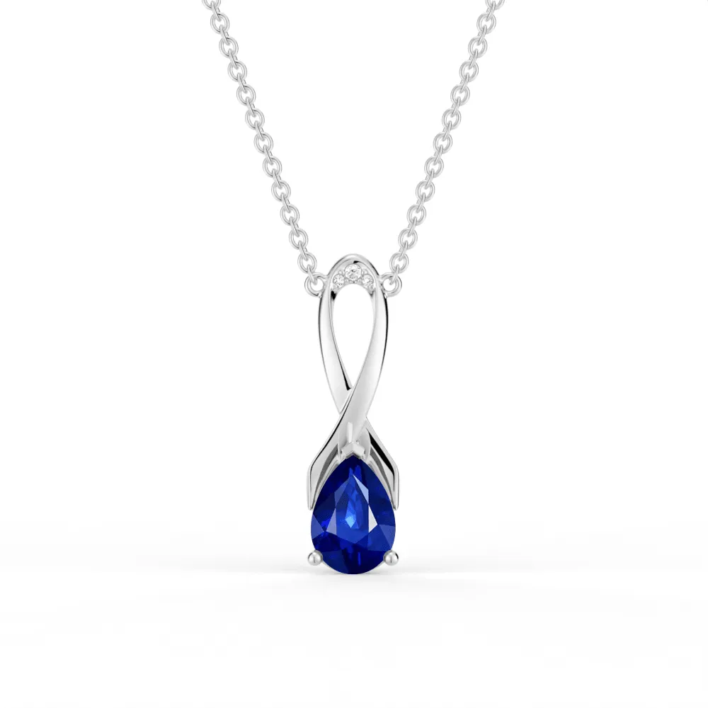 "Blue For Pink" Sapphire Necklace With Ribbon