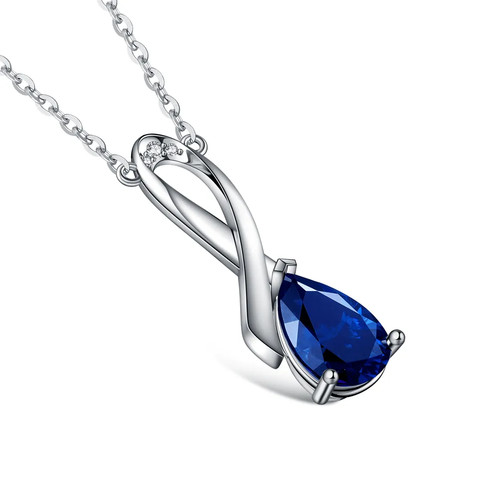 "Blue For Pink" Sapphire Necklace With Ribbon