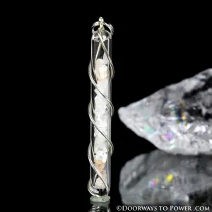 "Light Body" Rainbow Moonstone White Azeztulite & Satyaloka Pendant