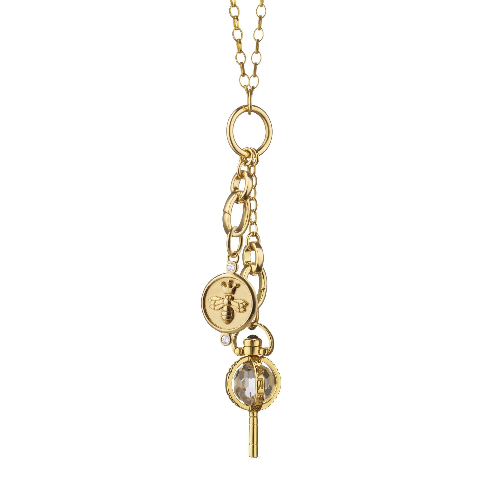 "Queen Bee" and Mini "Carpe Diem" Key Charm Necklace