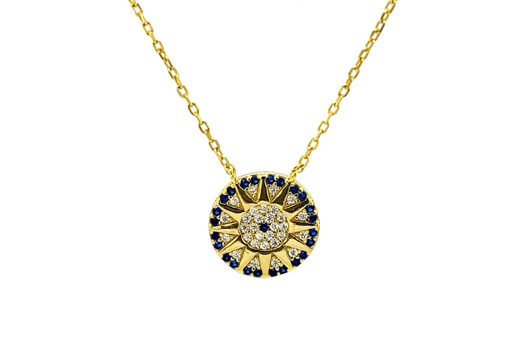 "RA" Evil Eye Sapphire CZ Necklace