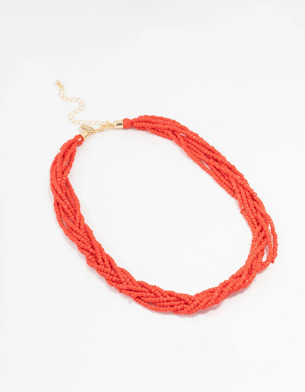 Red Beaded Twisted Layered Necklace