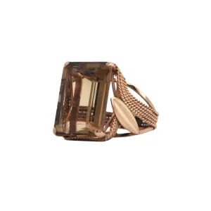 Retro 18.32ct Smoky Quartz 14k Gold Cocktail Ring