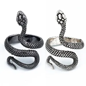 Retro Punk Snake Ring for Men Women Exaggerated Antique Siver Color Fashion Personality Stereoscopic Opening Adjustable Rings