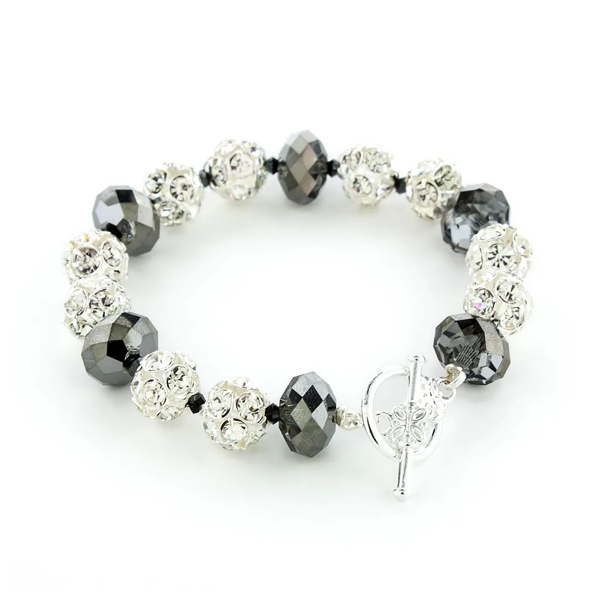 Rhinestone Bead Bracelet with Toggle