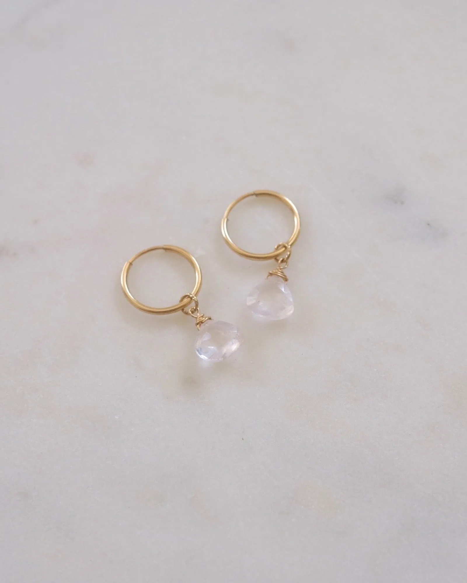 Rose Quartz Mini Infinity Hoops