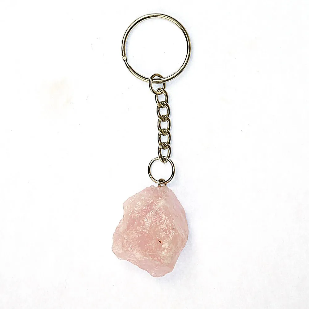 Rose Quartz Raw Gemstone Key Chain