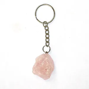 Rose Quartz Raw Gemstone Key Chain