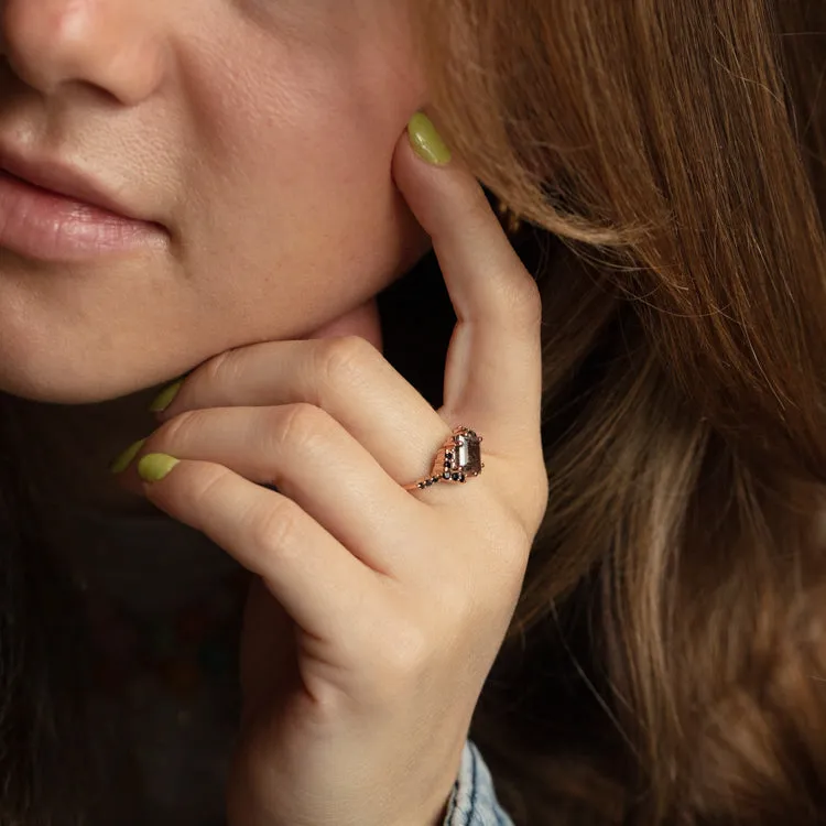 Rutilated Quartz and Spinel Ariel Shield Ring