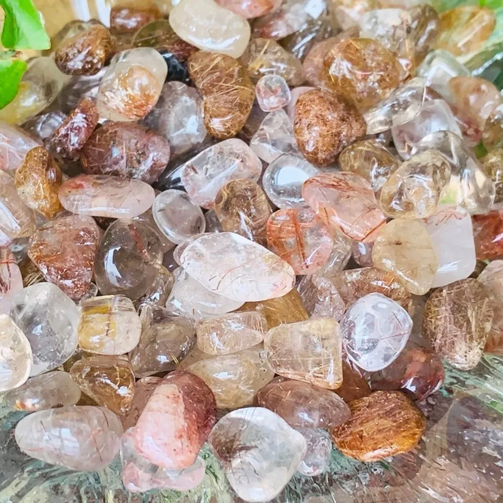 Rutilated Quartz Mini Gemstones  (50 Gram / 1.7oz. Lot)