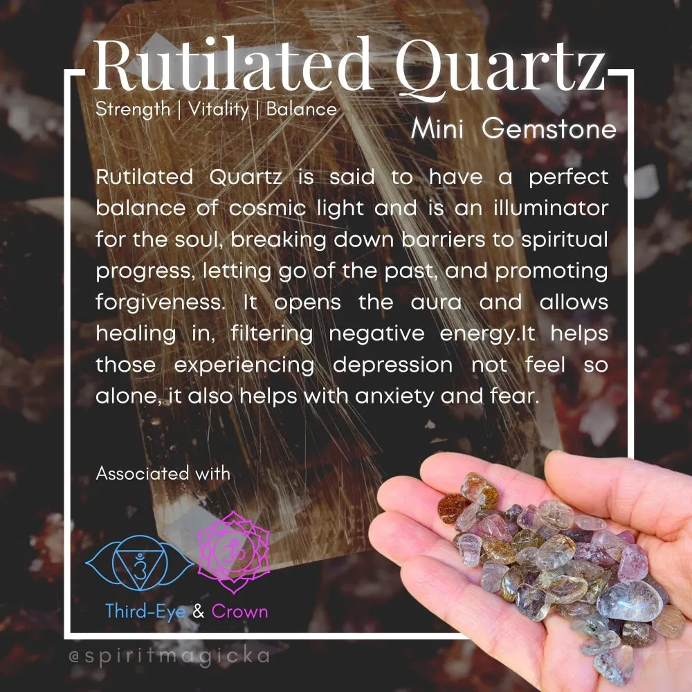 Rutilated Quartz Mini Gemstones  (50 Gram / 1.7oz. Lot)