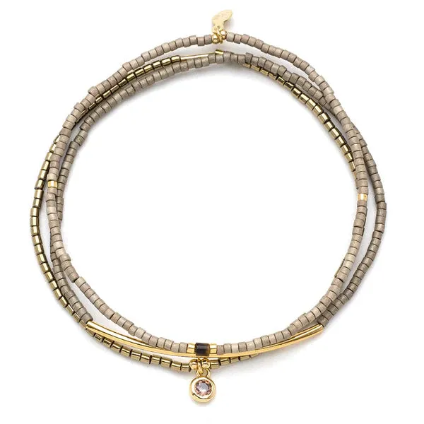 SCO Tonal Chromacolor Miyuki Bracelet Trio - Pewter/Gold