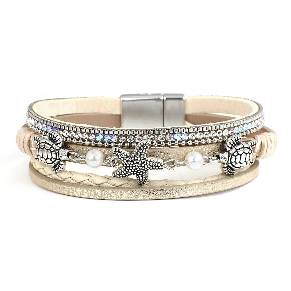 'Sea Life' Charm Cuff Bracelet - gold