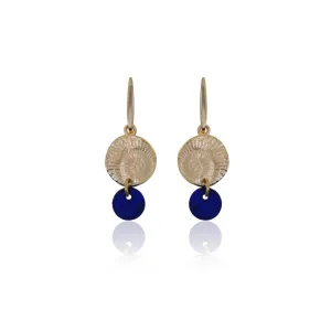 Shell Fossil Gold & Lapis Lazuli Earrings