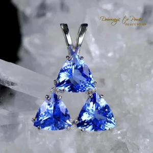 Siberian Blue Quartz Triangle Pendant SS