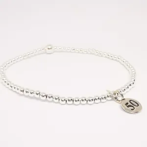 Silver 50 Milestone Bead Bracelet