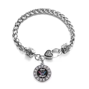 Silver Aunt Of An Angel Circle Charm Braided Bracelet