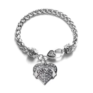 Silver Carnala - Sister Pave Heart Charm Braided Bracelet