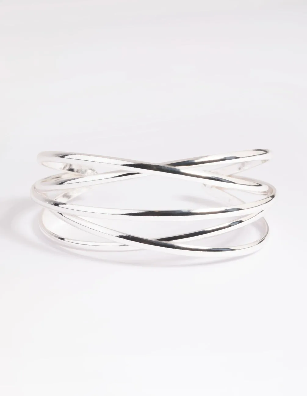 Silver Cross Over Cuff Bracelet