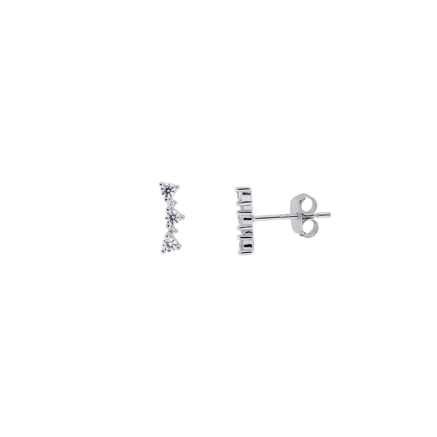 Silver Curved Cubic Zirconia Studs