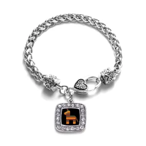 Silver Cute Piñata Square Charm Braided Bracelet