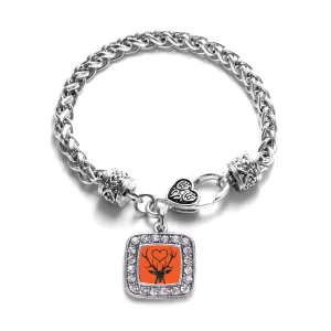 Silver Deer Season Square Charm Braided Bracelet