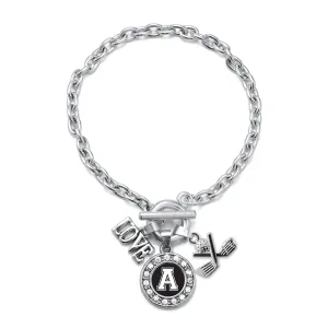 Silver Golf - Sports Initial A Circle Charm Toggle Bracelet