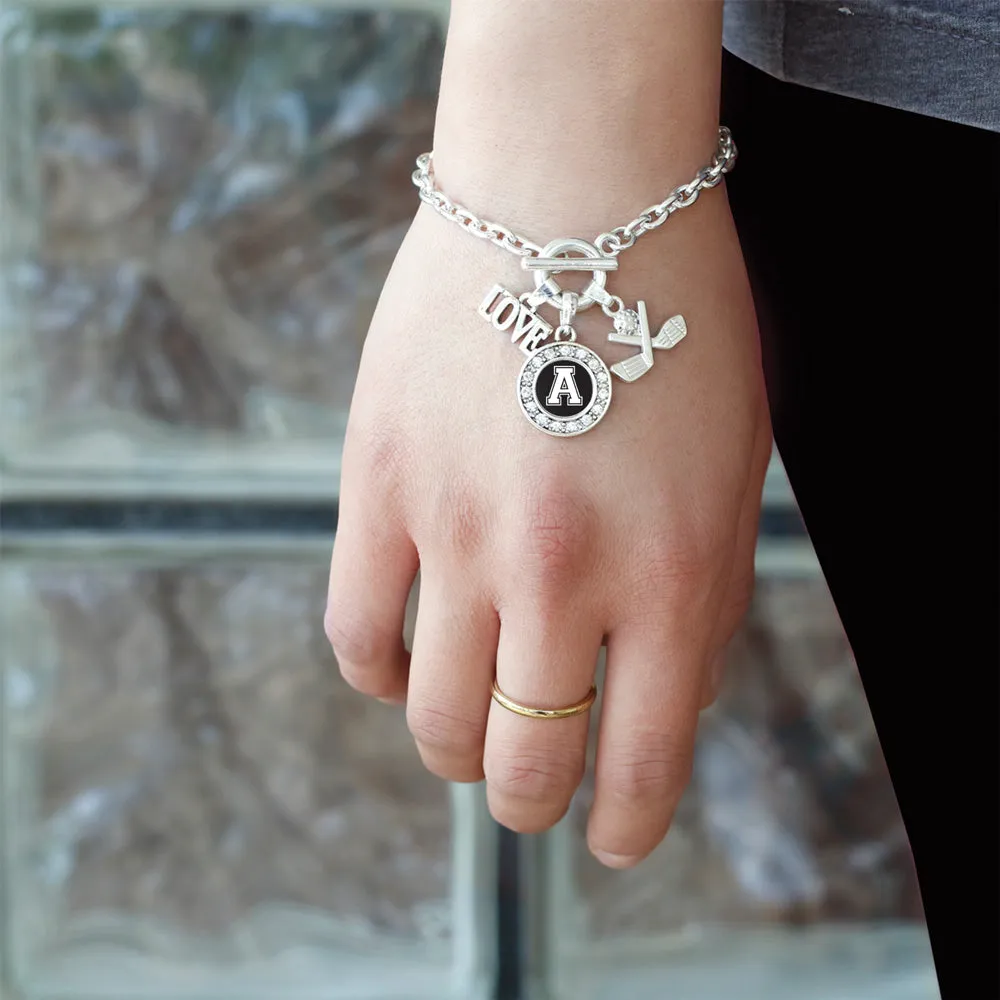 Silver Golf - Sports Initial A Circle Charm Toggle Bracelet