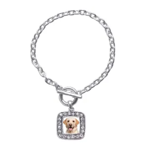 Silver Labrador Face Square Charm Toggle Bracelet