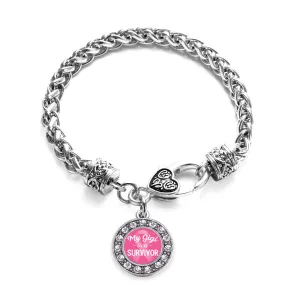 Silver My Gigi is a Survivor Breast Cancer Awareness Circle Charm Braided Bracelet